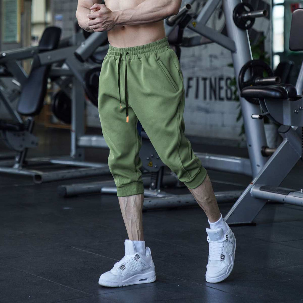 Mens Gym Workout 80% Cotton 20% Polyester 3/4 Pants A-282 print logo 54