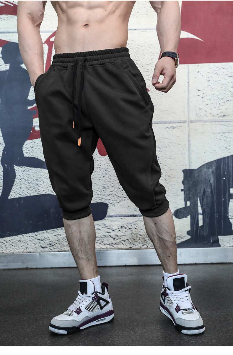 Mens Gym Workout 80% Cotton 20% Polyester 3/4 Pants A-282 print logo 38
