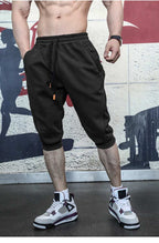 Mens Gym Workout 80% Cotton 20% Polyester 3/4 Pants A-282 print logo 38