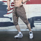Mens Gym Workout 80% Cotton 20% Polyester 3/4 Pants A-282 print logo 42