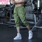 Mens Gym Workout 80% Cotton 20% Polyester 3/4 Pants A-282 print logo 14