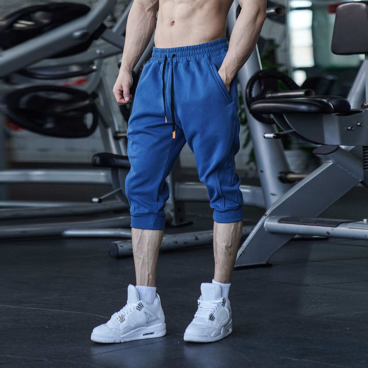 Mens Gym Workout 80% Cotton 20% Polyester 3/4 Pants A-282 print logo 51