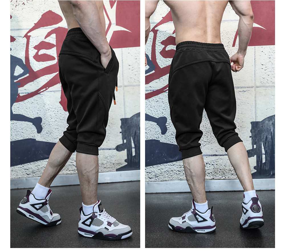 Mens Gym Workout 80% Cotton 20% Polyester 3/4 Pants A-282 print logo 39