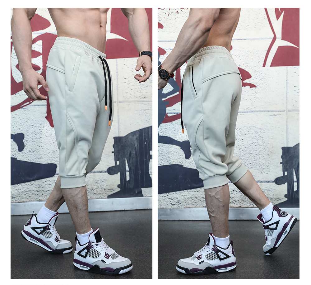 Mens Gym Workout 80% Cotton 20% Polyester 3/4 Pants A-282 print logo 35