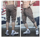 Mens Gym Workout 80% Cotton 20% Polyester 3/4 Pants A-282 print logo 32