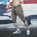 Mens Gym Workout 80% Cotton 20% Polyester 3/4 Pants A-282 print logo 8
