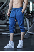 Mens Gym Workout 80% Cotton 20% Polyester 3/4 Pants A-282 print logo 36