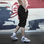 Mens Gym Workout 80% Cotton 20% Polyester 3/4 Pants A-282 print logo 48