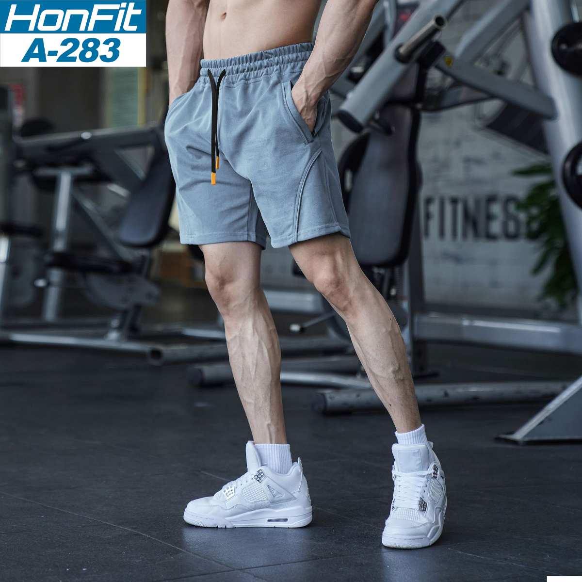 Mens Sports Basketball 80% Cotton 20% Polyester Shorts A-283 print logo 15