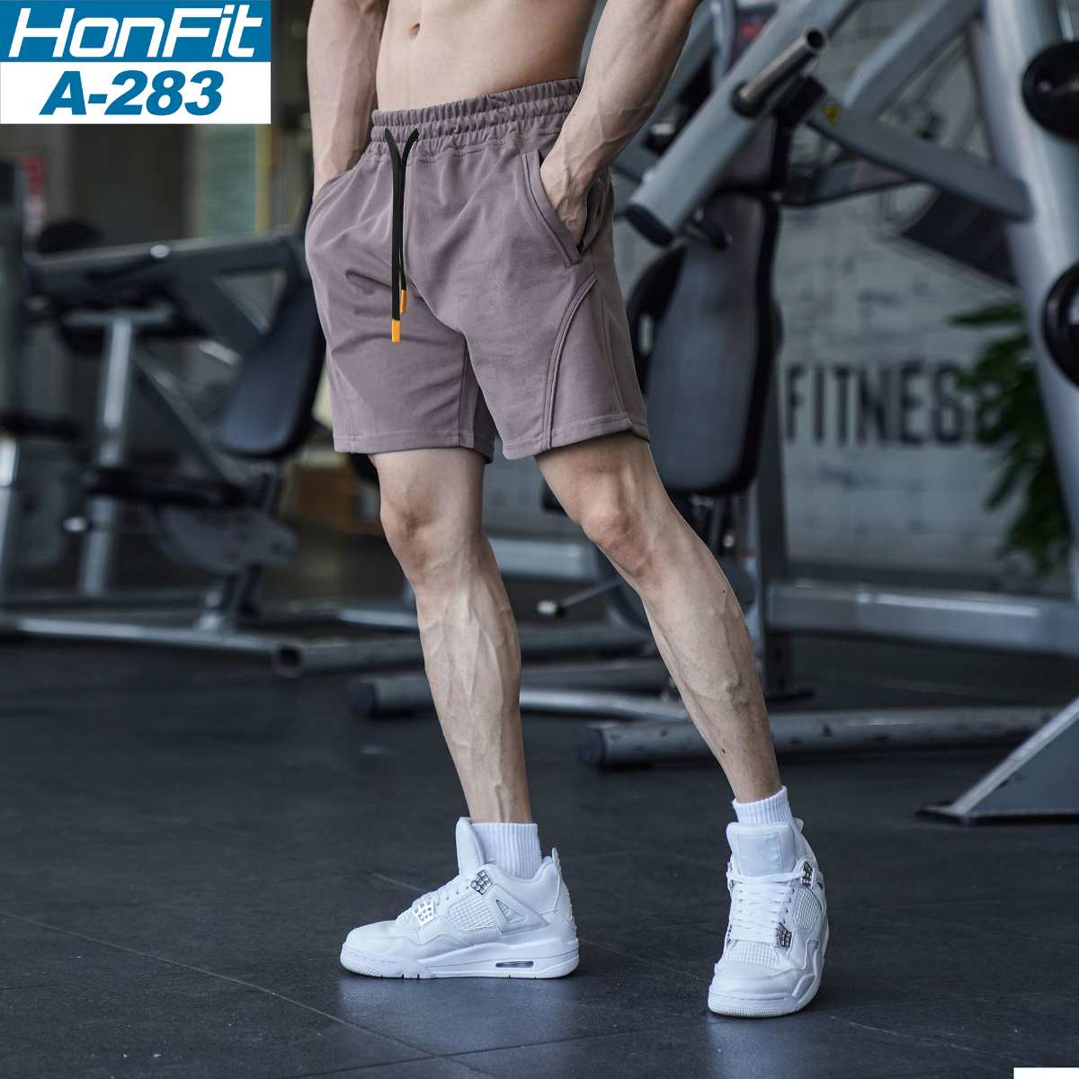 Mens Sports Basketball 80% Cotton 20% Polyester Shorts A-283 print logo 12