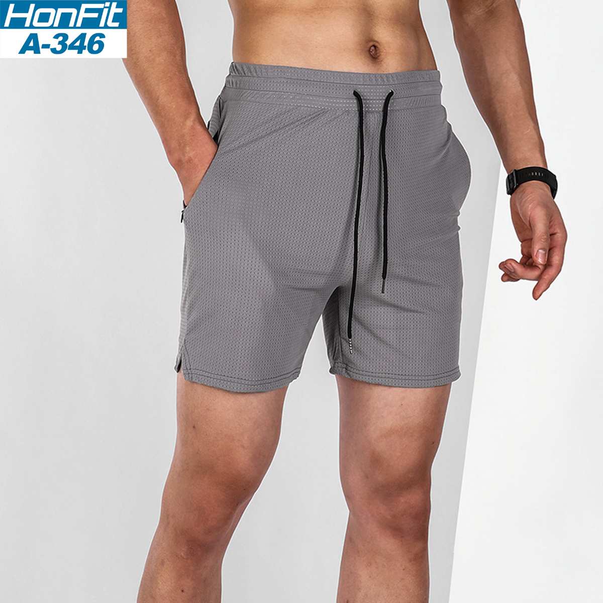 Mens Sports Running 100% polyester Shorts A-346 print logo 5