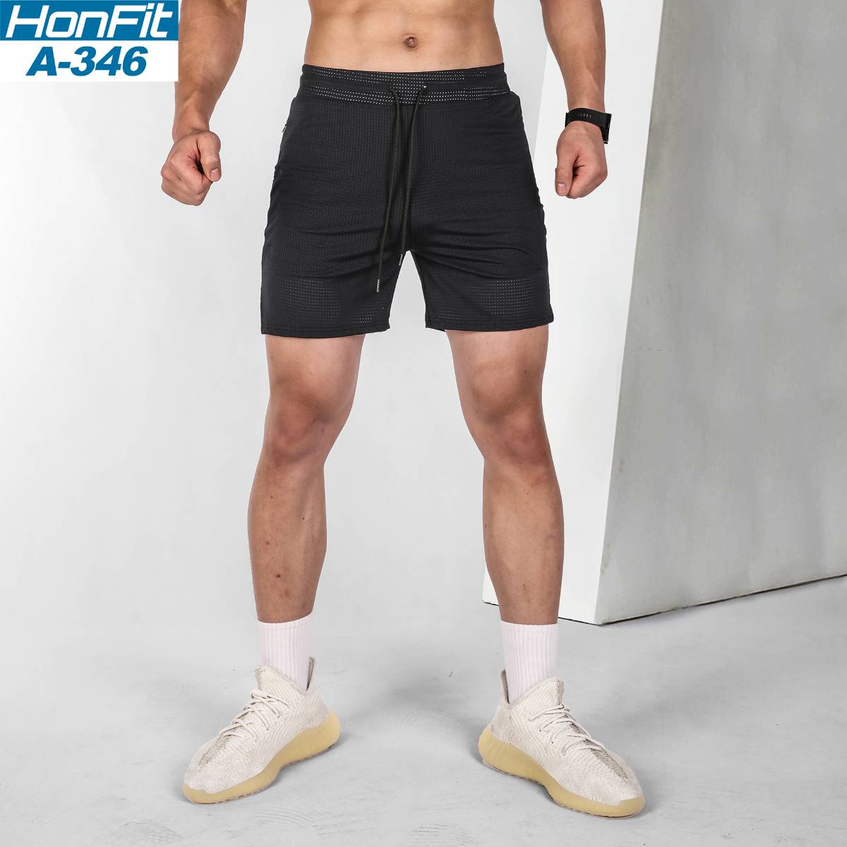 Mens Sports Running 100% polyester Shorts A-346 print logo 9