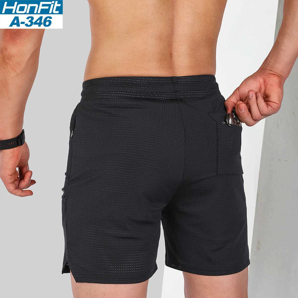 Mens Sports Running 100% polyester Shorts A-346 print logo 4