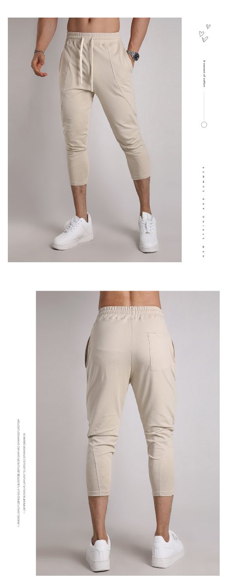 Mens Gym Fitness 80% Cotton 20% Polyester 3/4 Pants A-421 print logo 25