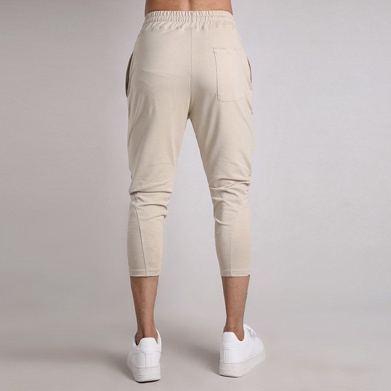 Mens Gym Fitness 80% Cotton 20% Polyester 3/4 Pants A-421 print logo 45