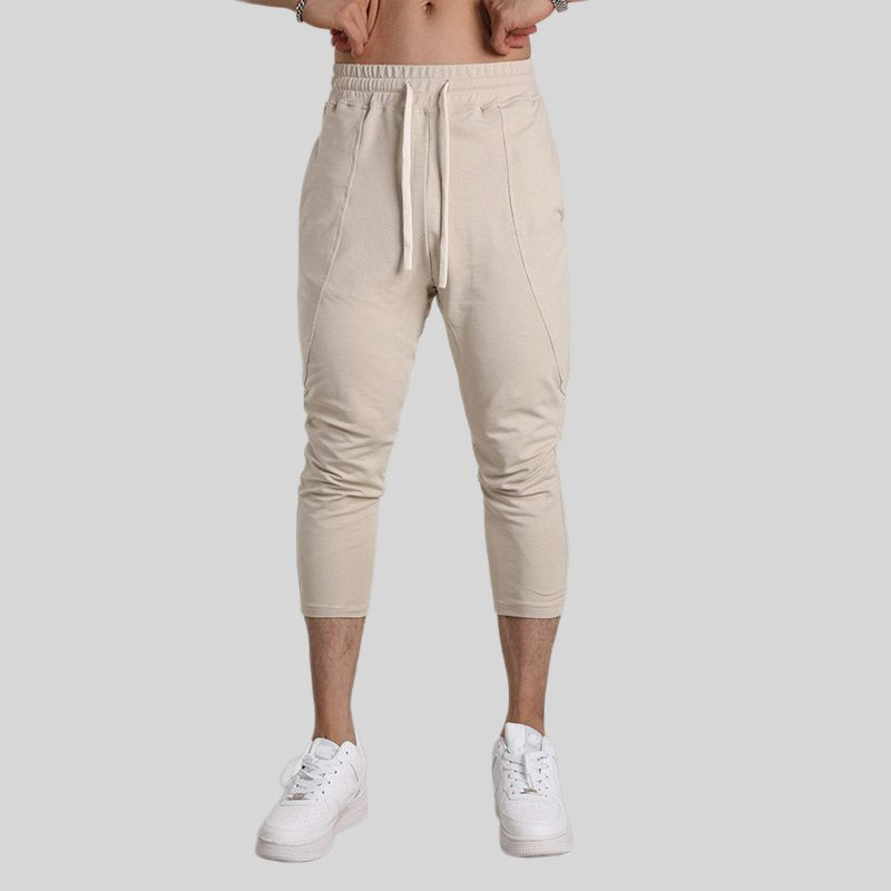 Mens Gym Fitness 80% Cotton 20% Polyester 3/4 Pants A-421 print logo 1