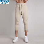 Mens Gym Fitness 80% Cotton 20% Polyester 3/4 Pants A-421 print logo 9