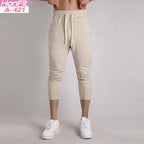 Mens Gym Fitness 80% Cotton 20% Polyester 3/4 Pants A-421 print logo 14