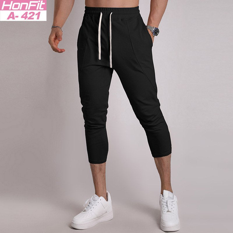 Mens Gym Fitness 80% Cotton 20% Polyester 3/4 Pants A-421 print logo 10