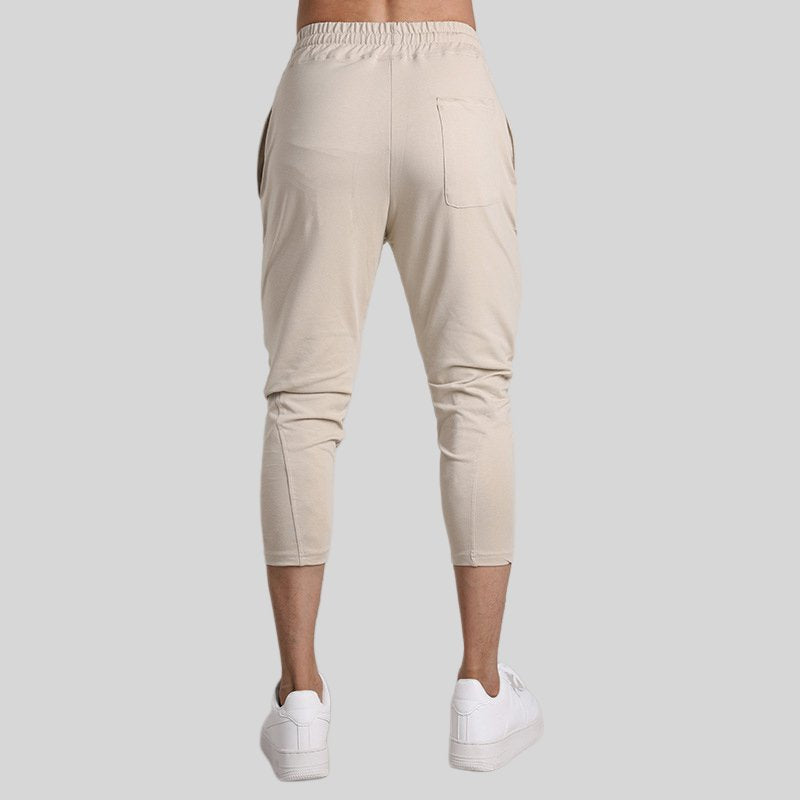 Mens Gym Fitness 80% Cotton 20% Polyester 3/4 Pants A-421 print logo 2