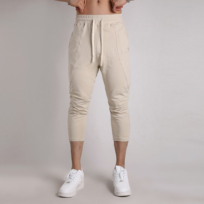 Mens Gym Fitness 80% Cotton 20% Polyester 3/4 Pants A-421 print logo 46