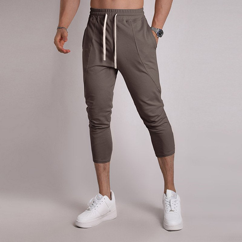 Mens Gym Fitness 80% Cotton 20% Polyester 3/4 Pants A-421 print logo 42