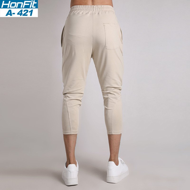 Mens Gym Fitness 80% Cotton 20% Polyester 3/4 Pants A-421 print logo 7