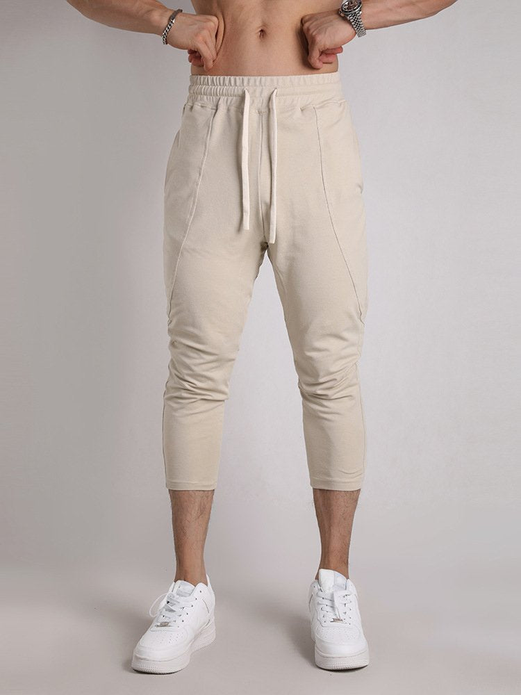 Mens Gym Fitness 80% Cotton 20% Polyester 3/4 Pants A-421 print logo 19
