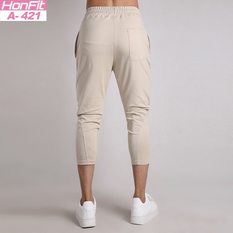Mens Gym Fitness 80% Cotton 20% Polyester 3/4 Pants A-421 print logo 12
