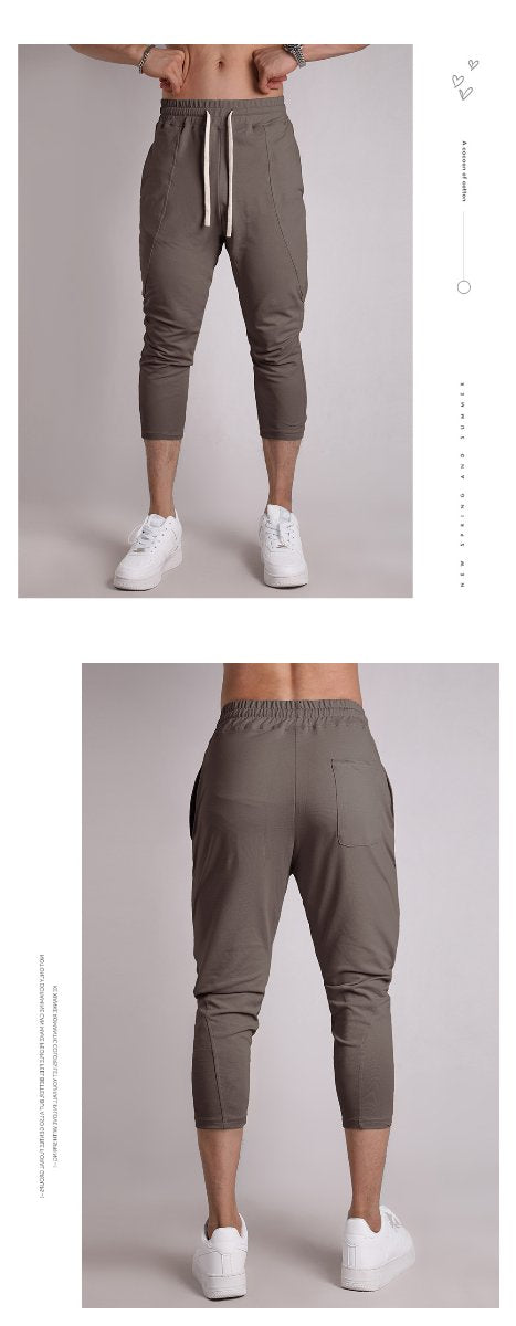 Mens Gym Fitness 80% Cotton 20% Polyester 3/4 Pants A-421 print logo 28