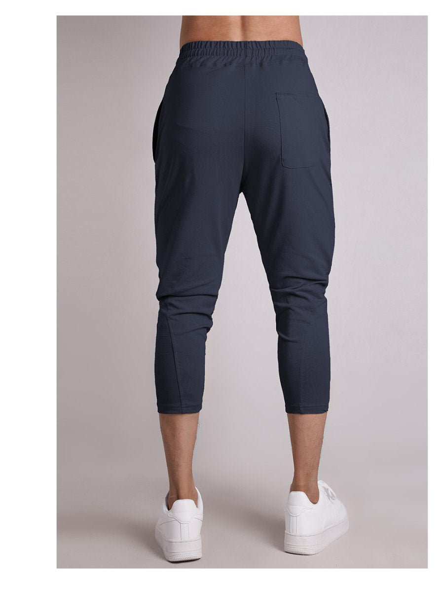 Mens Gym Fitness 80% Cotton 20% Polyester 3/4 Pants A-421 print logo 32