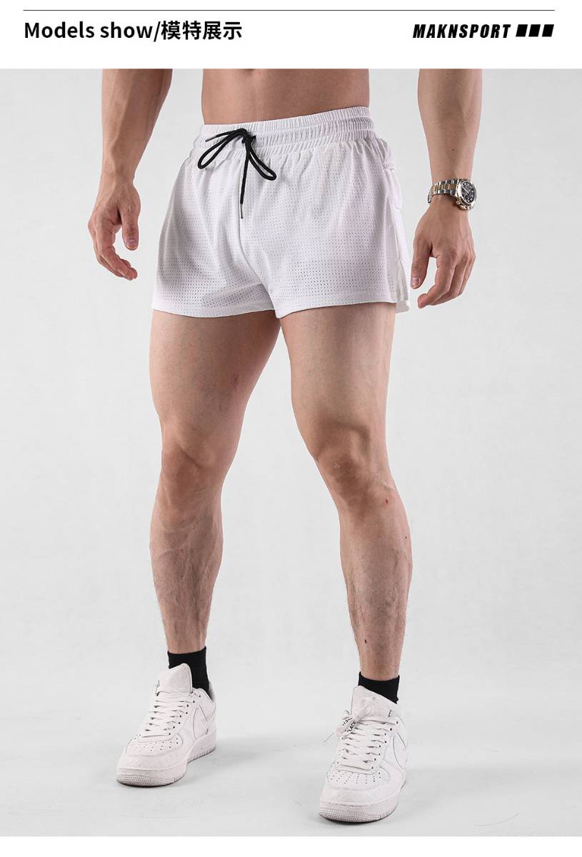 Mens Workout Running 100% nylon Shorts A-474 print logo 33