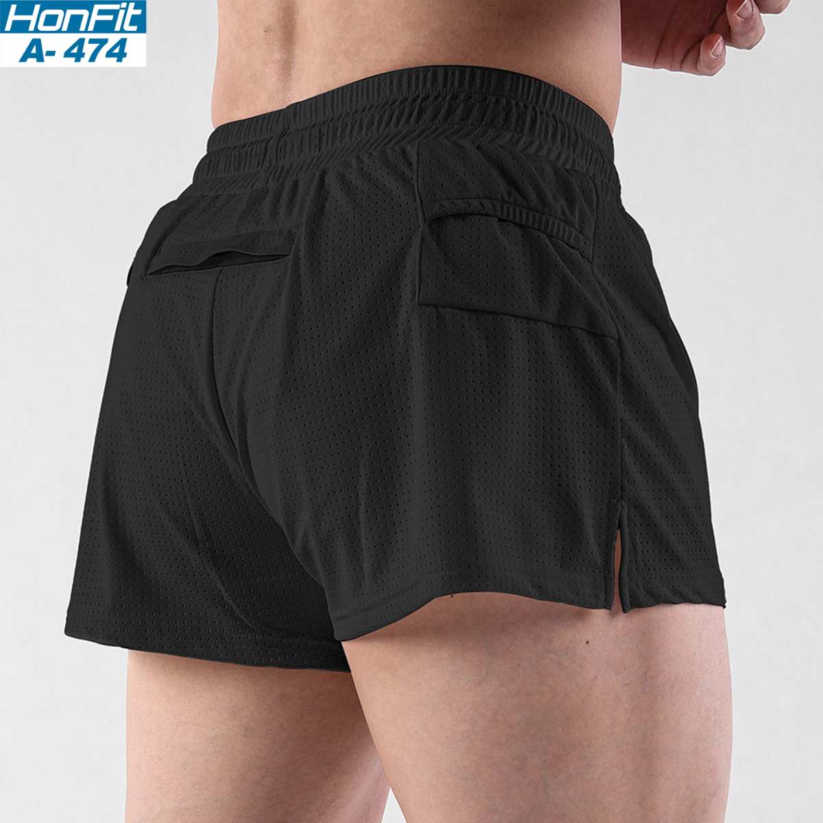 Mens Workout Running 100% nylon Shorts A-474 print logo 5