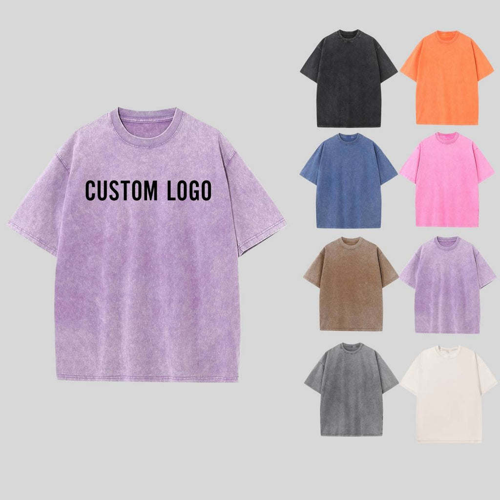 Mens Acid Washed Oversized 100% Cotton T-shirt A27012 print logo 14