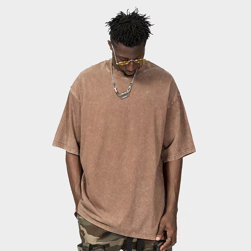 Mens Acid Washed Oversized 100% Cotton T-shirt A27012 print logo 24