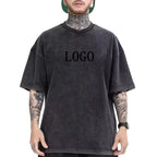 Mens Acid Washed Oversized 100% Cotton T-shirt A27012 print logo 32