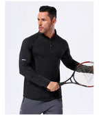 Mens Workout training 88%Polyester   12%Spandex Quarter zip Shirt A3 print logo 21