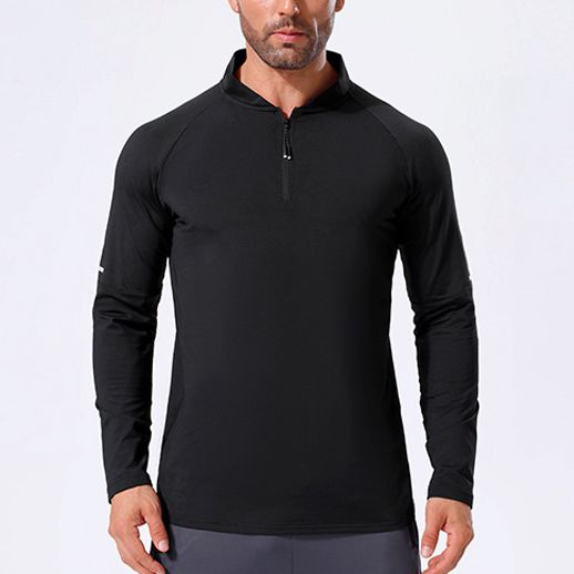 Mens Workout training 88%Polyester   12%Spandex Quarter zip Shirt A3 print logo 17