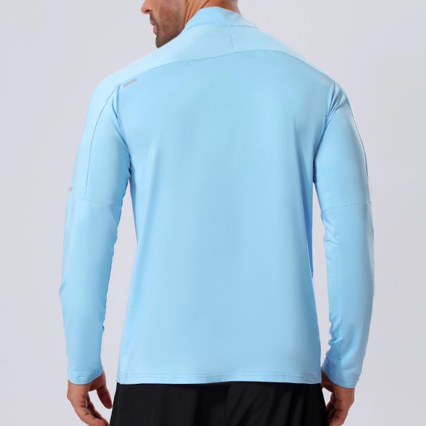 Mens Workout training 88%Polyester   12%Spandex Quarter zip Shirt A3 print logo 2