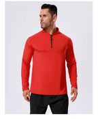 Mens Workout training 88%Polyester   12%Spandex Quarter zip Shirt A3 print logo 22