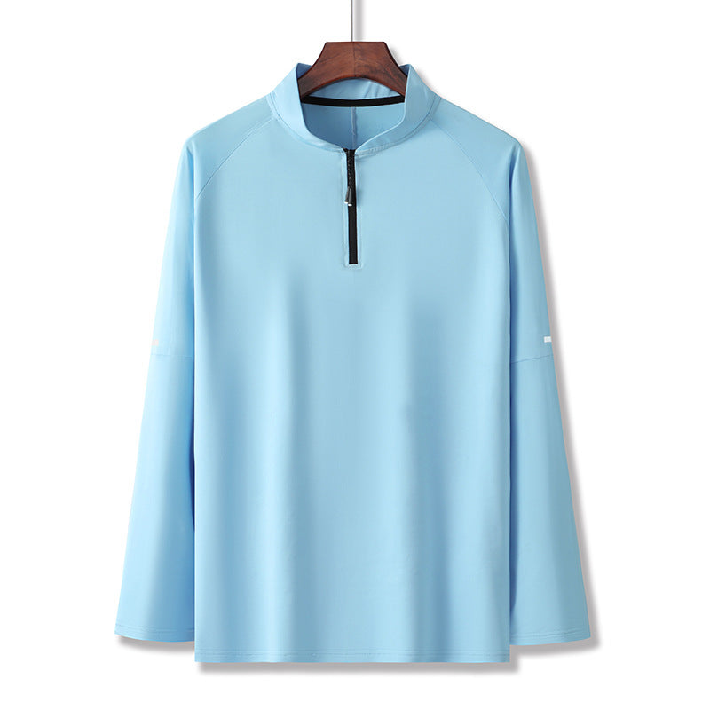 Mens Workout training 88%Polyester   12%Spandex Quarter zip Shirt A3 print logo 14