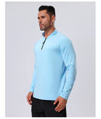 Mens Workout training 88%Polyester   12%Spandex Quarter zip Shirt A3 print logo 18