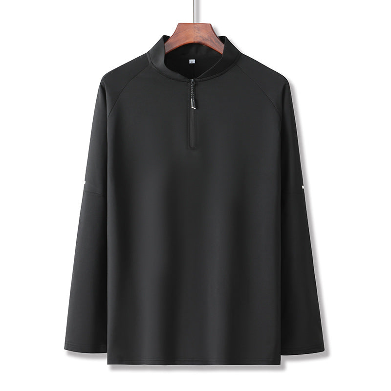 Mens Workout training 88%Polyester   12%Spandex Quarter zip Shirt A3 print logo 6