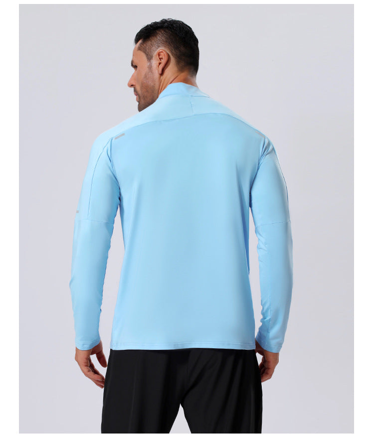 Mens Workout training 88%Polyester   12%Spandex Quarter zip Shirt A3 print logo 19