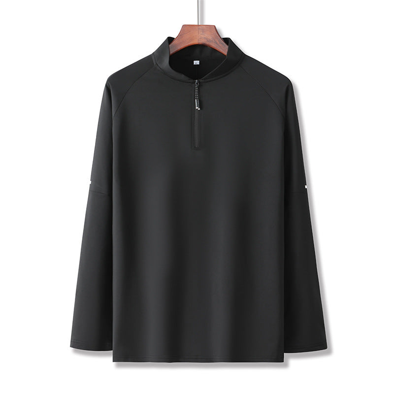 Mens Workout training 88%Polyester   12%Spandex Quarter zip Shirt A3 print logo 11