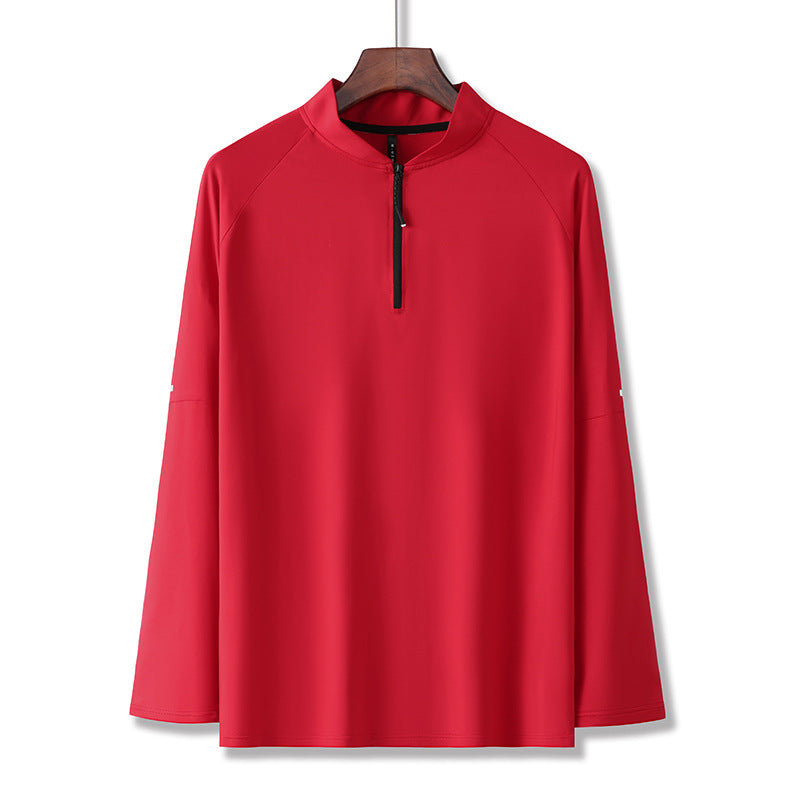 Mens Workout training 88%Polyester   12%Spandex Quarter zip Shirt A3 print logo 15