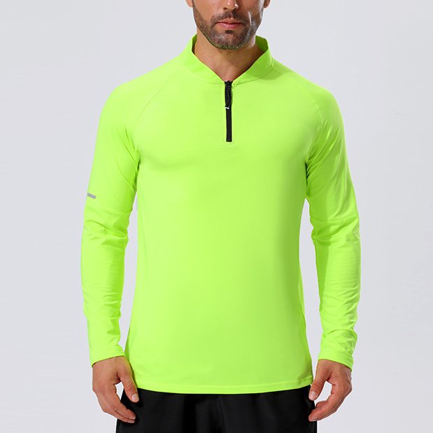 Mens Workout training 88%Polyester   12%Spandex Quarter zip Shirt A3 print logo 16