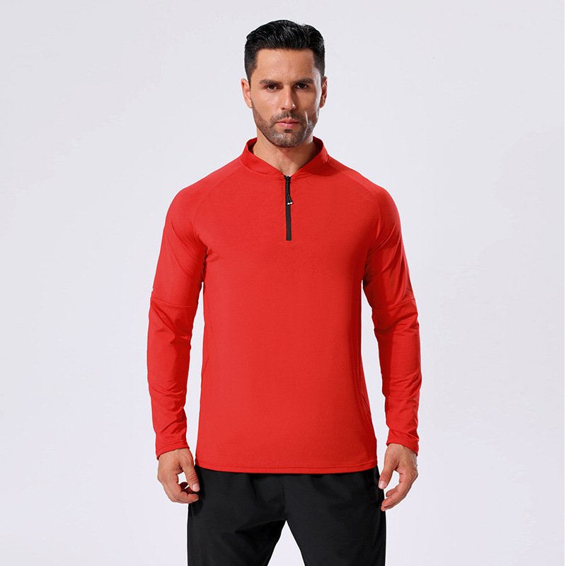 Mens Workout training 88%Polyester   12%Spandex Quarter zip Shirt A3 print logo 8