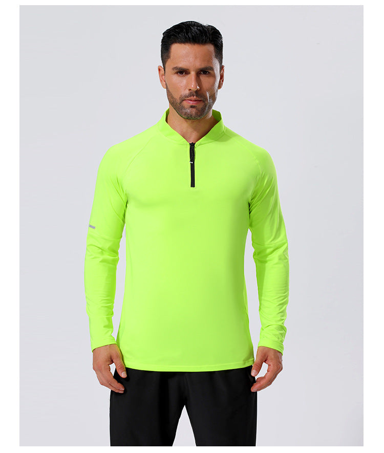 Mens Workout training 88%Polyester   12%Spandex Quarter zip Shirt A3 print logo 20