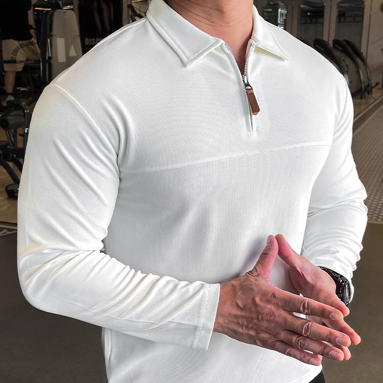 Mens Casual Fitness 95%polyester 5%spandex Quarter Zip Shirt A9103 print logo 9